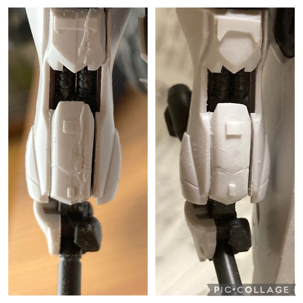 腕の分割がなぁ…めんどくさいけど内側の境界で切り離して接着線消してから無くなっちゃったディティールをプラ板で…