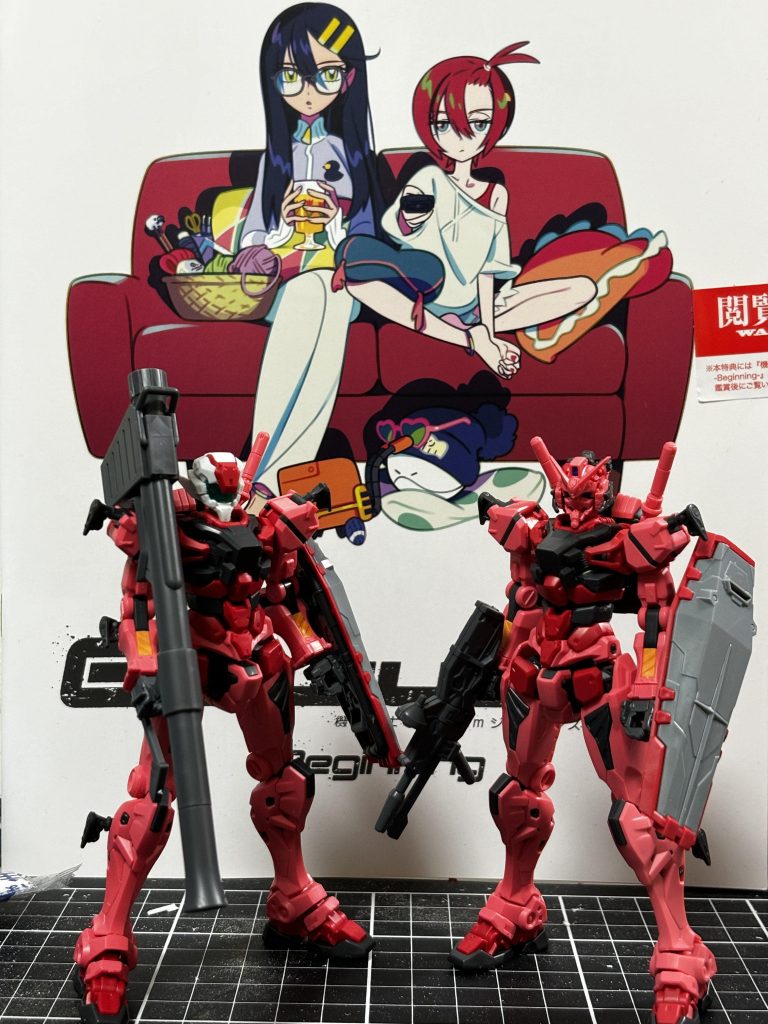 頭以外は白いガンダムと共通規格なのでHG gMS-α赤いガンダムから拝借。頭は軽キャノンのパーツを部品注文して調達。バズーカはHGUC RX-78-2 ガンダムより拝借。