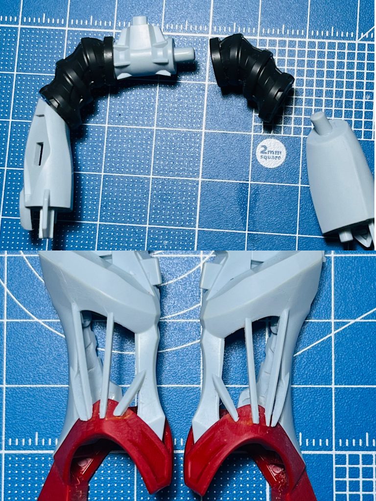 主な工作は２つ。バックパックのポリキャップ化と脚のヤツ。