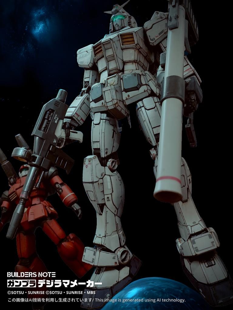 デジラマ加工。ガンキャノンを添えて、説明書のポージングにしてみました。最後まで見ていただきありがとうございました😊