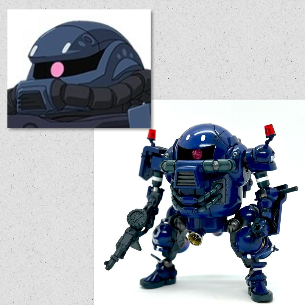 実はまだ一度も素組みしたことのない軍警ザク。最初は違和感しかなかったデザインも 二周くらい回ってカッコよく思えてきましたσ(^_^;)最近は店頭で見かけることも多いので、今度 素組みしてみようかなぁ〜でも… もうこの顔はハロにしか見えない🤭