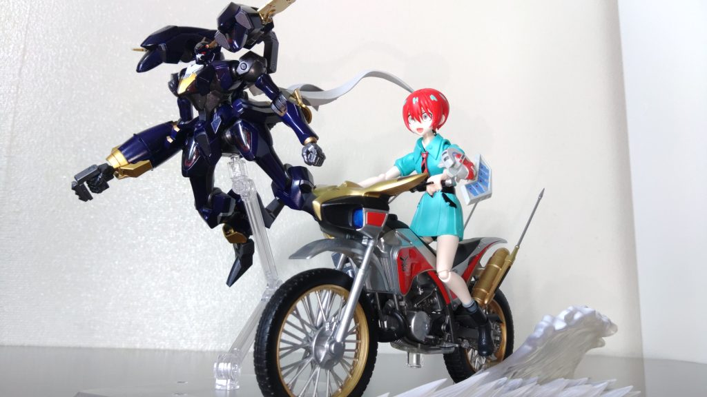 あと手元にあったバイクに乗せてライディングデュエルを再現！ルールとマナーと道路交通法を守ってたのしくデュエルしょう！2輪車でデュエルするとケガするぞ！