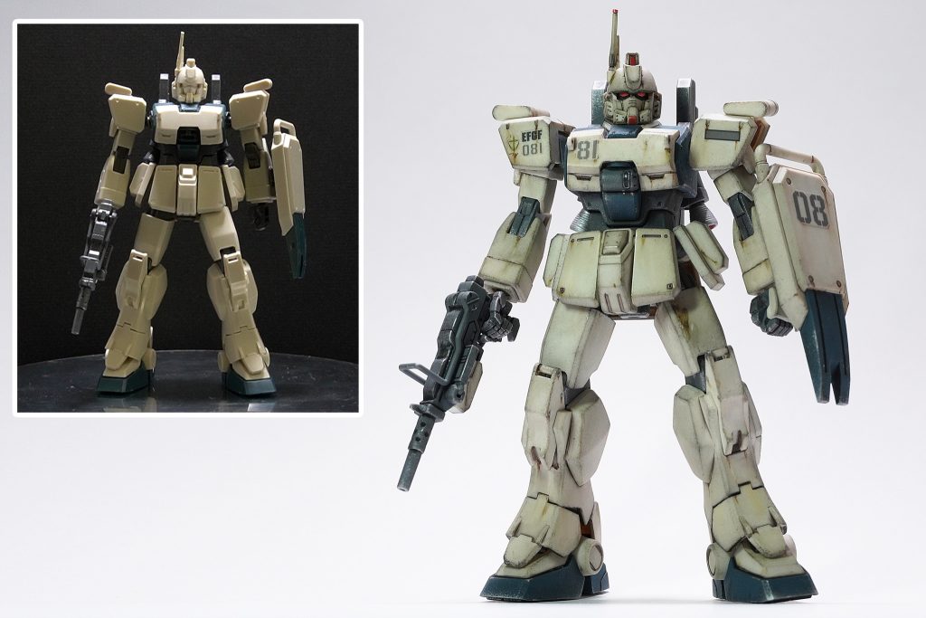仮組との比較。マーカーウェザリングはとてもお手軽で気に入っております。