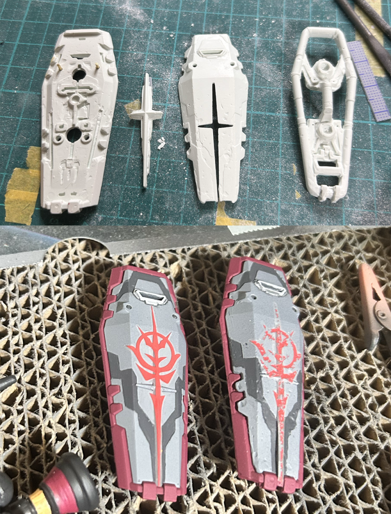 ビット作成の息抜きにシールドも複製🛡️複製時に意図せず入った気泡のような欠けが、使い古した感じに見えたのであえて埋めずそのままに良い感じにハラヘリムシ用のシールドが出来たなと😘