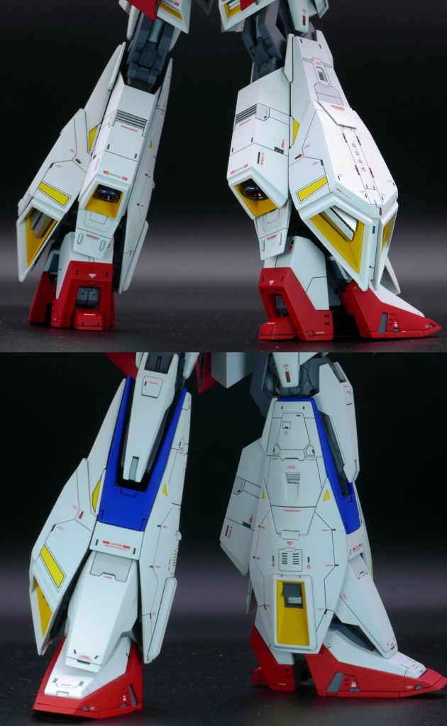 脚部ディテール。脚部外側のスラスター改修は本当に苦労しました……