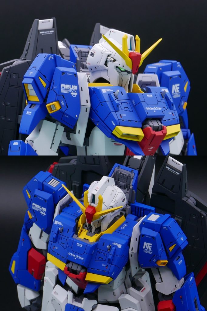 頭部&胸部周辺。手を抜いたつもりはなかったのですが、もっと細かくディテールアップすればよかった……