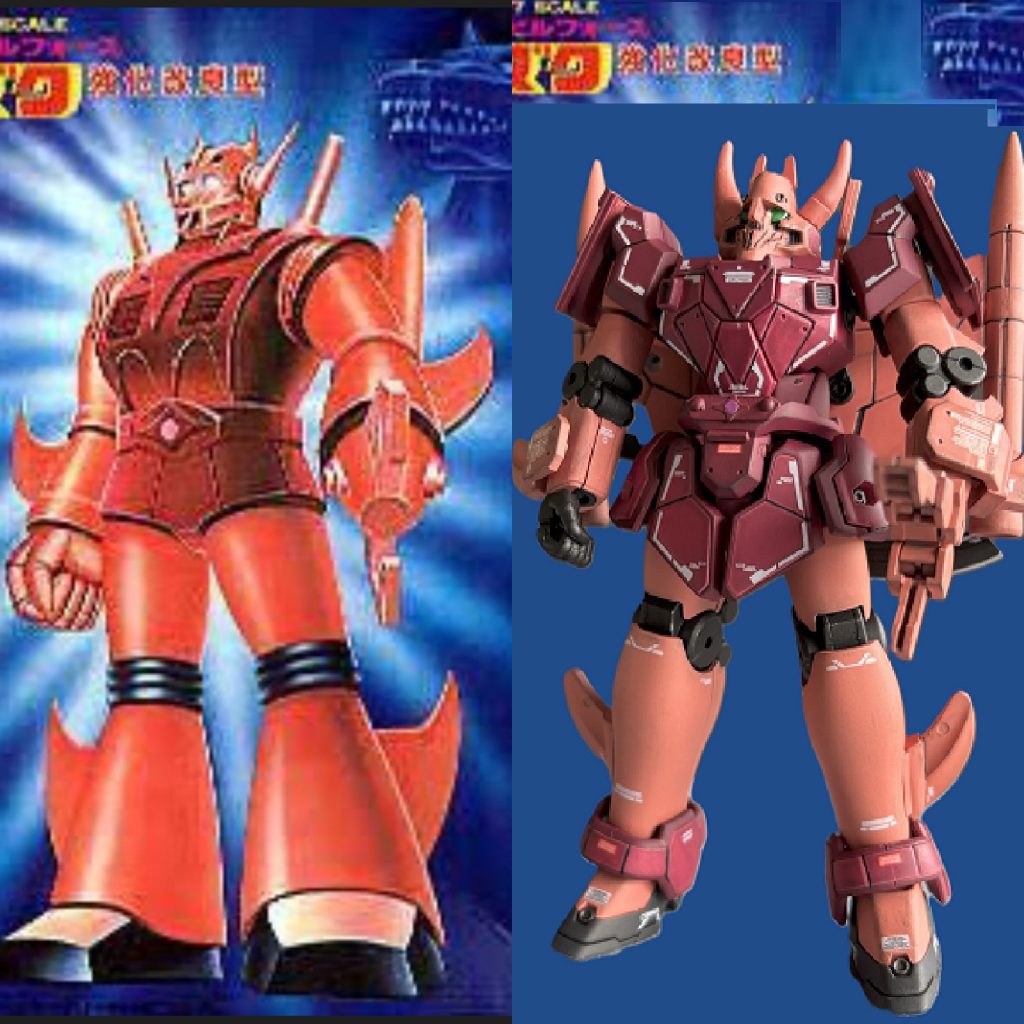 鹵獲されたズクは赤い彗星さんのパーソナルカラーに塗り替えられ、頭部にバルカン、左手はズクの対ドリル用ペンチ、ミノモスキードライブのリミッターを引き上げた結果、頭・肩・腕・足のトゲトゲした放熱板が大型化している…らしい。