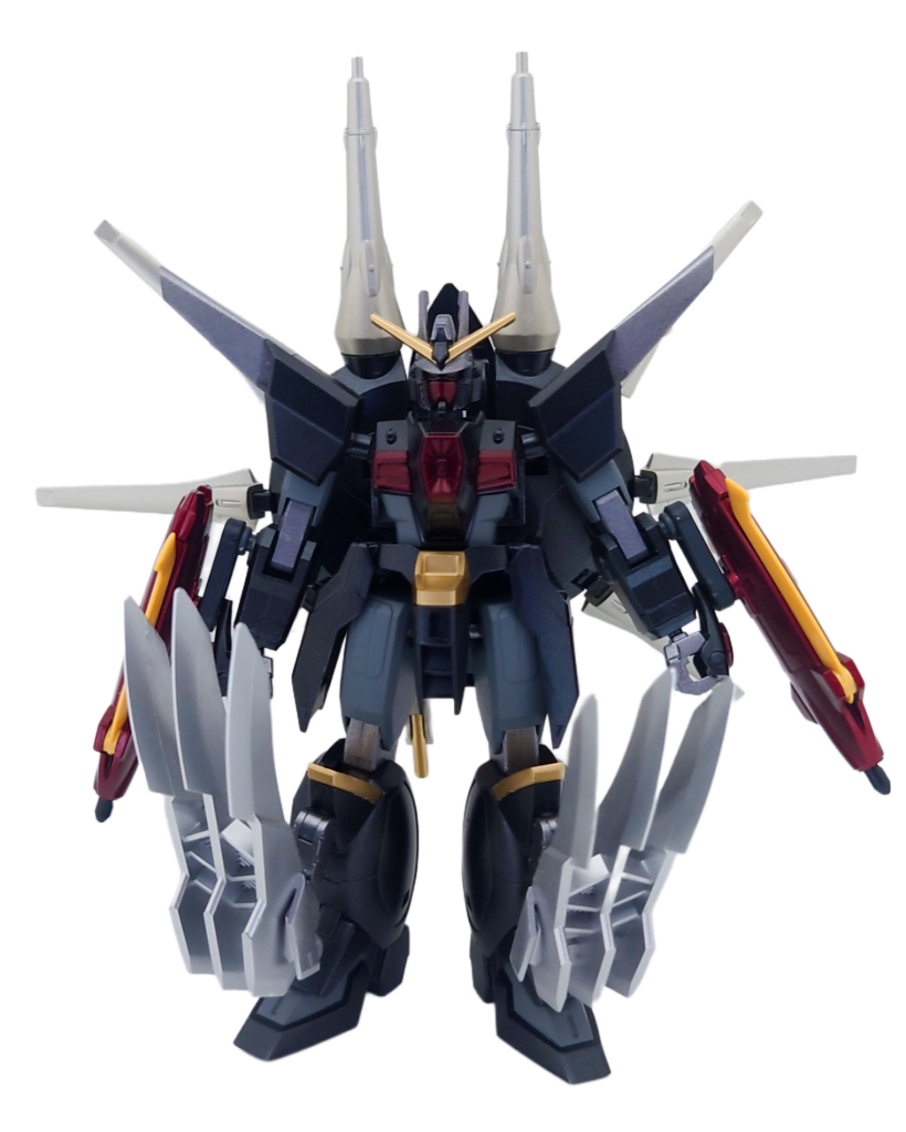 アビスガンダムとレジェンドガンダムのミキシングです。作成途中でシルエットがデストロイガンダムに似ていることに気づいて量産型デストロイガンダムにしてみました。