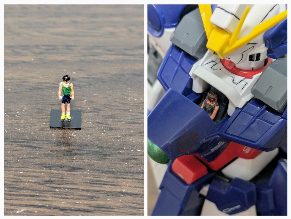 付属のヒイロ•ユイのフィギュアは塗装しました。今までRGのものしかしたことがなかったのでサイズが大きくなって塗りやすく感じました。