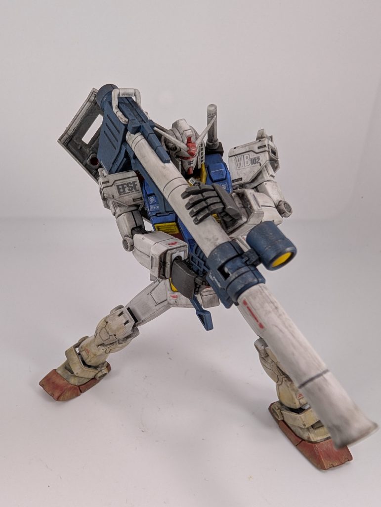 バズーカの合わせ目、消したつもりでしたが消しきれてない部分にしっかりウェザリングカラーが流れてました😱ウェザリングカラー恐るべし!