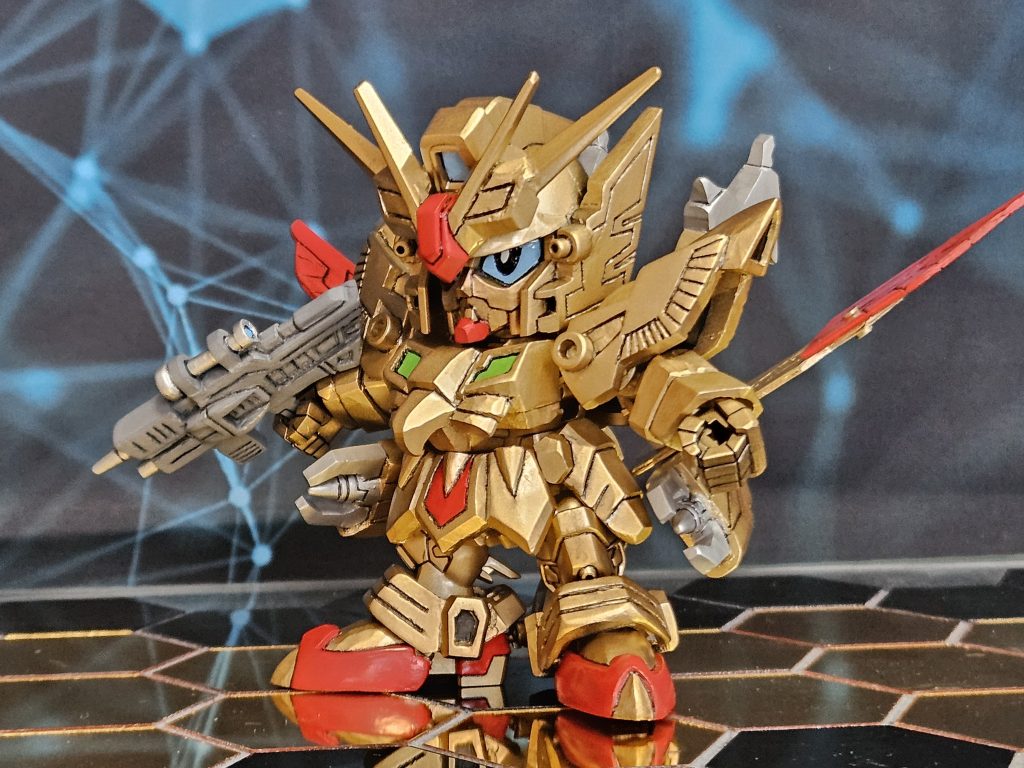 肩を正面に向かせた状態でヴェスバーを構えられるようにしてあります。