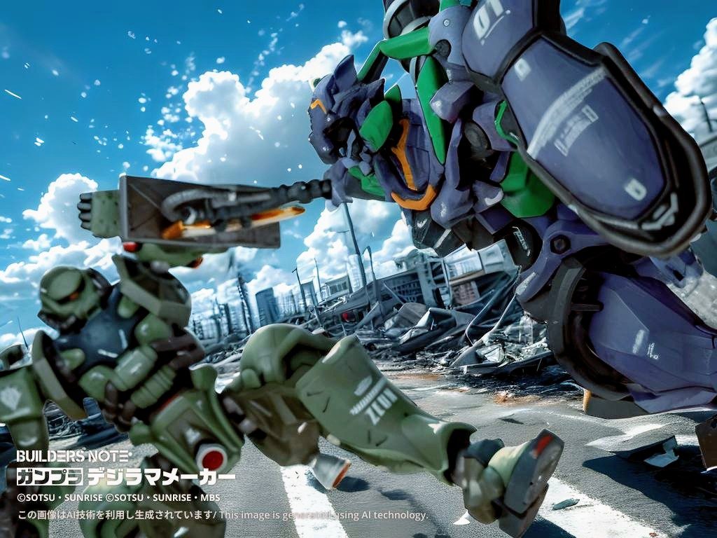 追加画像。後日製作した軍警ザクとクランバトルイメージでパシャリ。これはスムーズに認識されました。(ザクのおかげ?)