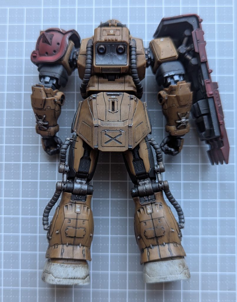 各所、部分塗装… シールから水転写デカールへ変更。ランドセルのスラスターに蛍光プルー塗装