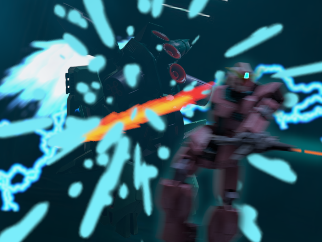 碧電斬！！！蒼鷹！青い斬撃がその機体に切ついた。