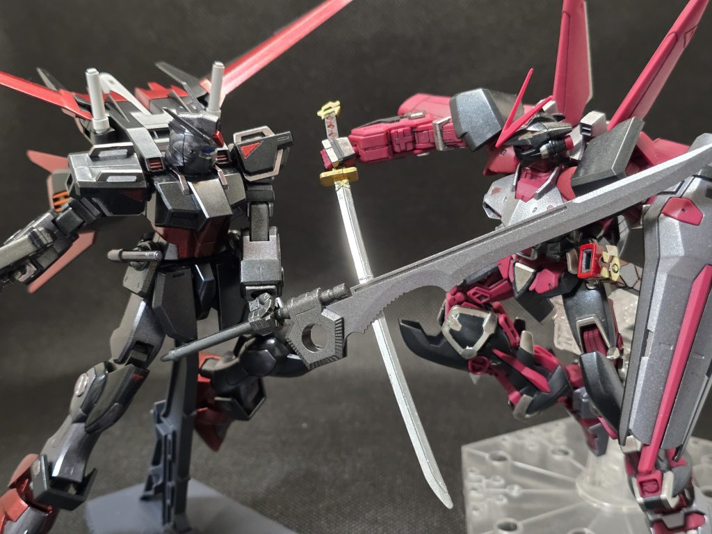 同系色の機体との一騎打ち！最後まで閲覧頂きありがとうございました！よければ、後日アップするストライクガンダムも見ていただけると幸いです。