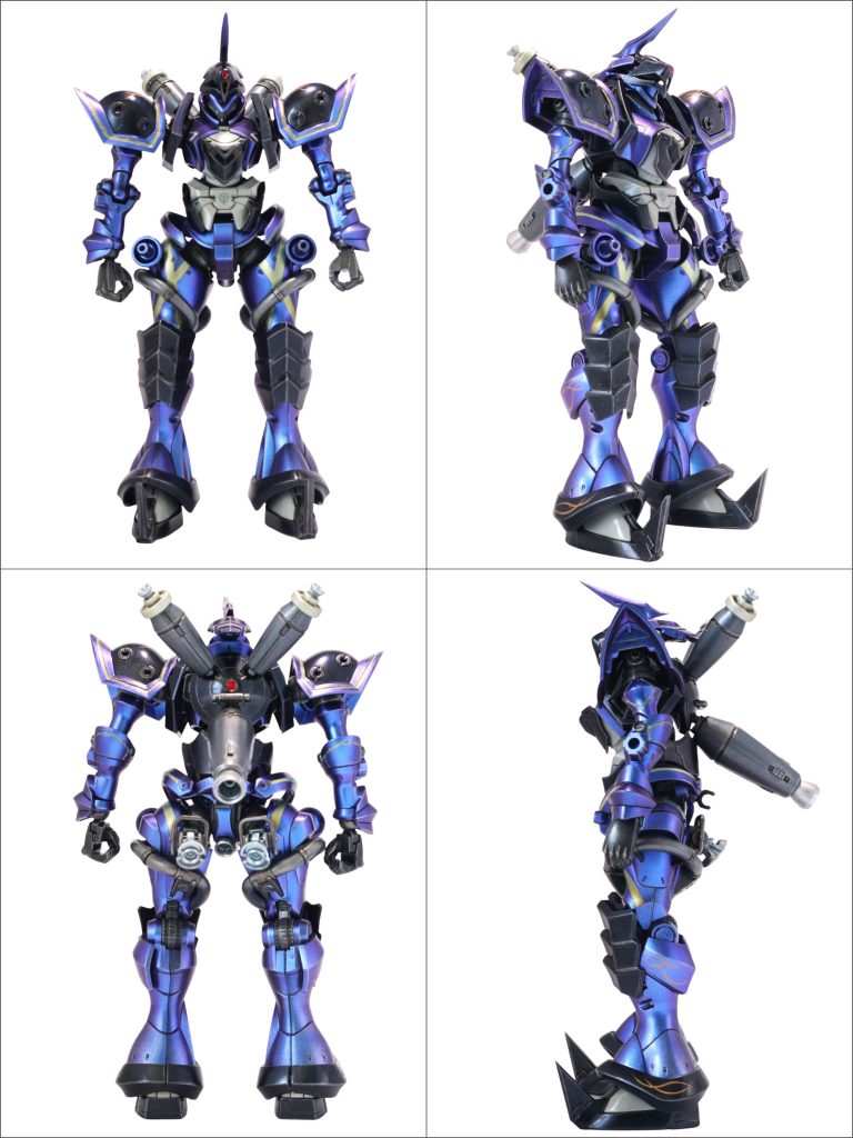 素立ちを各アングルから。機体イメージは、近接戦闘メインの高機動型になります。青騎士イメージなので、ロイヤルガードもいいですね。