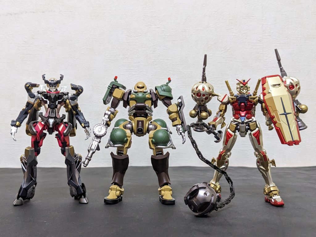 我が家のGQ機体並べてみた全部、好き勝手に塗装😆‼️どれも従来のガンプラとは一味違い、特に組み上げる際の感覚が新鮮でした‼️ジーアクスコン、10月5日までですね。あと2つ、弾(キット)は手元にあるものの、制作ペース考えると、自分はコレがラストかな❓