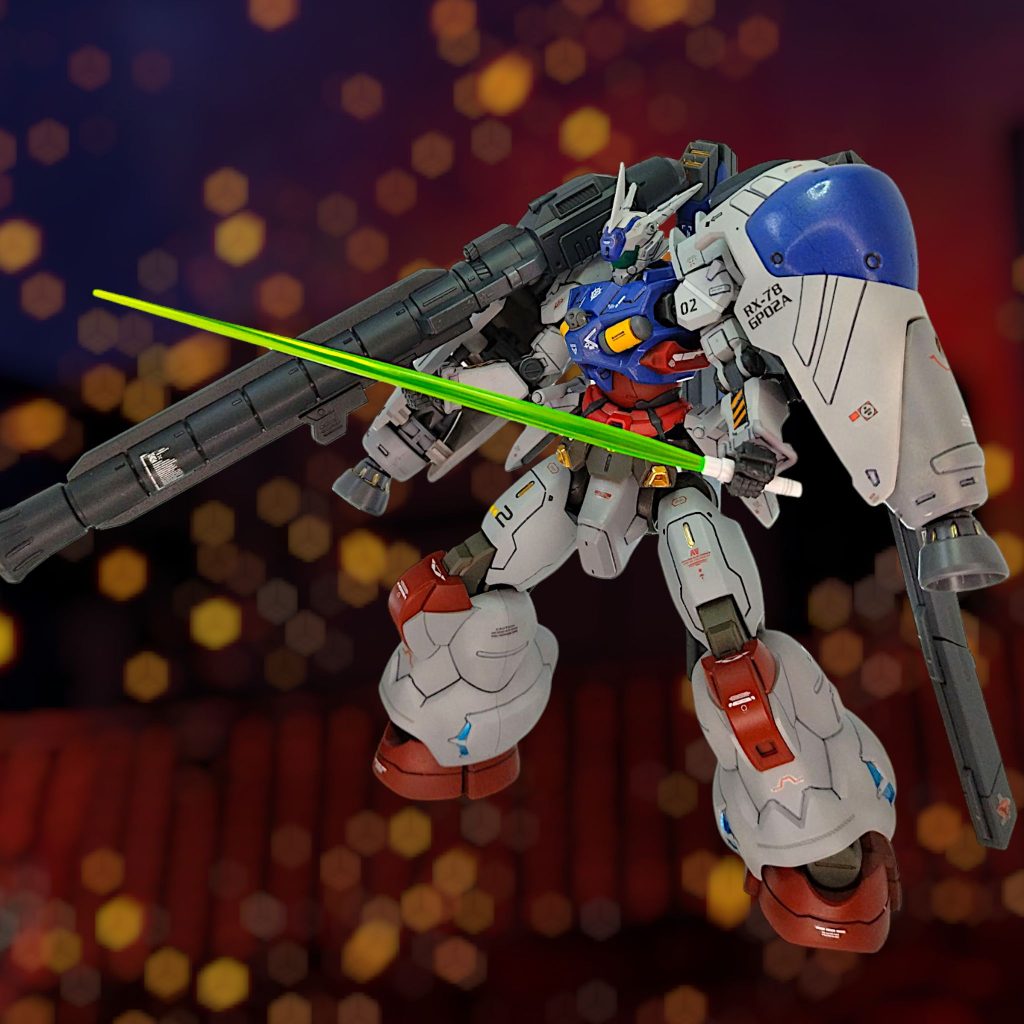 一番の特徴である太めの下半身もう少しでガンスタへの投稿が50作品になりますが、今までのガンプラで一番悩みました笑腰と太股部はデスルター膝下はディランザ同じ水星キットなので、うまく接続できました