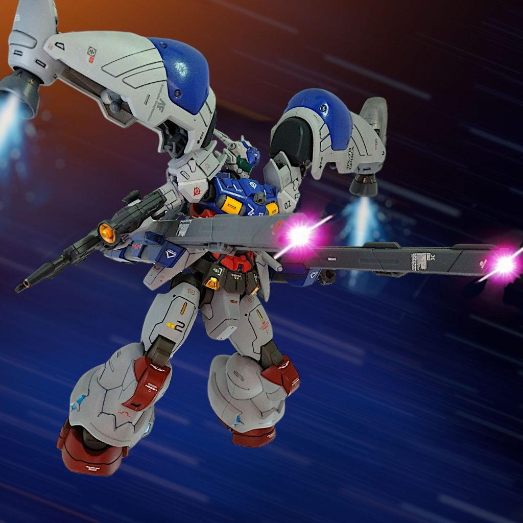 バックパックはライトニングバスターからカラーはGP01やセイラ専用キャノンとの差を出すためにグレー強めにしました