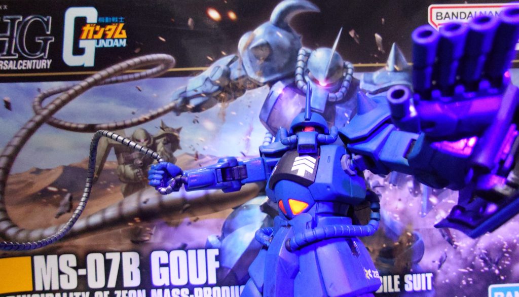 　箱絵と共に　ヒートロッドが思い通り曲がらずに苦戦　今回はMG（マスターグレード）に負けないクオリティを、HGで達成しよう、と頑張りました