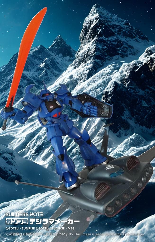 アルプス山脈上空を滑走!!リヴァイブ版グフだと、旧キットのドダイYSはギリギリですね グフの足底に、フィギュア固定用の剥離できる粘着シートを使用