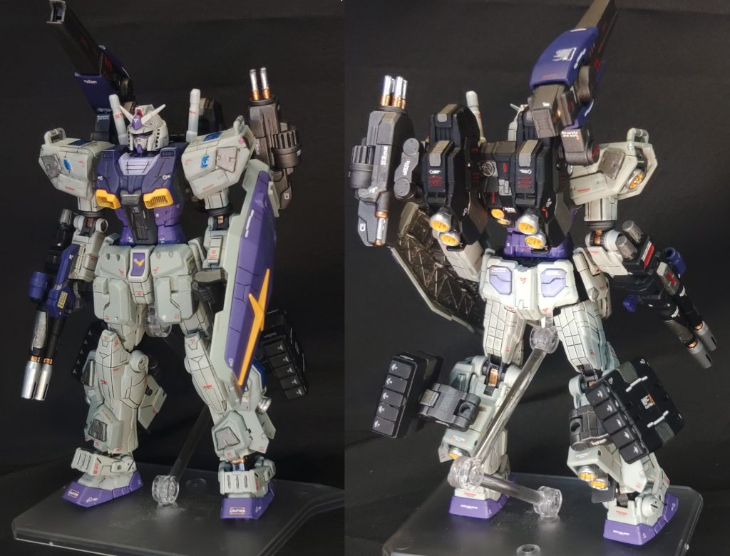 全体図です。追加のアーマーが結構大型で、細身のガンダムの印象がけっこうマッシブになったと思います。