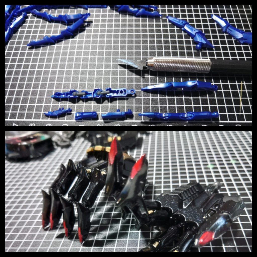 合計20箇所に関節を入れたので、かなり手間が掛かりました(-_-;)親指はデザインが壊れる為、可動域が殆ど取れませんでした。