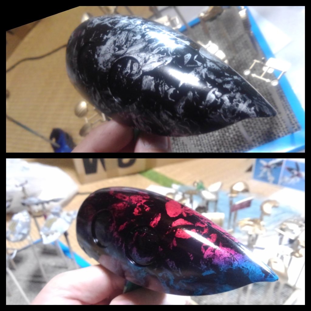 キャンディ塗装と理屈は同じなので、色の濃度調整が難しかったです。