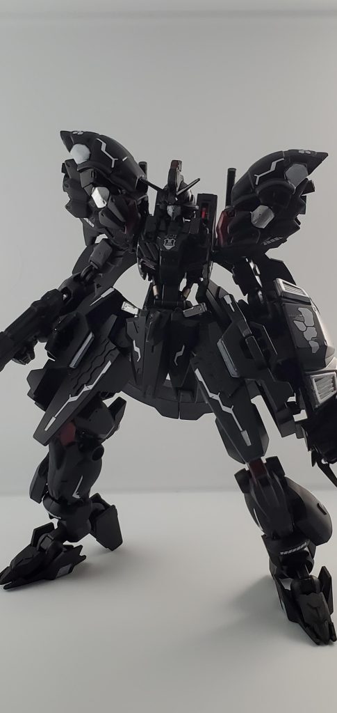 中東のある地域の民族が発掘したガンダムを回収改造して接近戦闘、夜間強襲、暗殺に特化した機体に仕上げました。