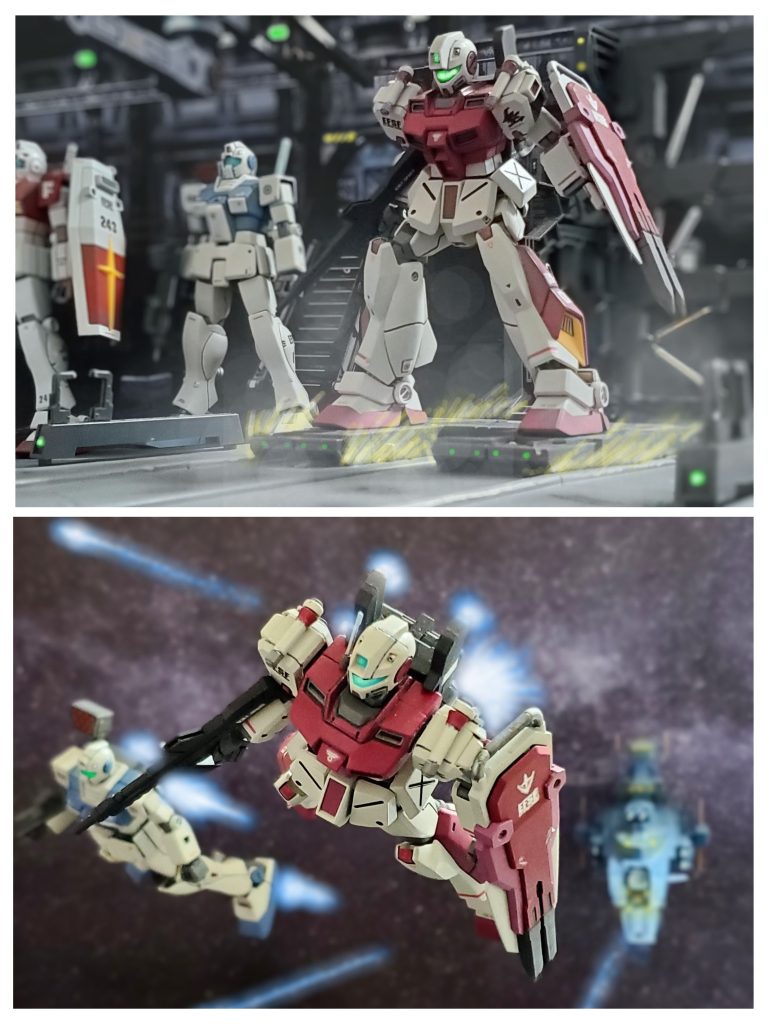 マゼラン級MS空母『フジヤマ』より次々に発艦する新体制となった高機動特化中隊‼️部隊の機体特性を考慮した隊長代理スガイ中尉は、シイコ少尉のブラッドライン単機をフォワードとしライトカスタム隊でアシストするフォーメーションを選択し戦闘に突入する👍️