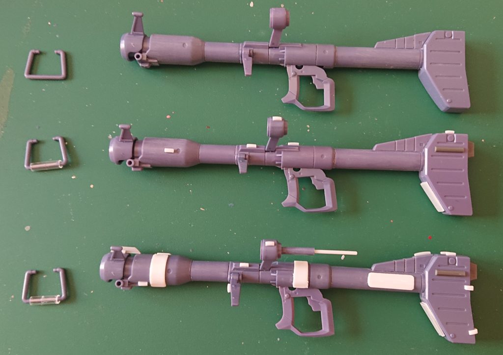 ドムバズーカもディテールを入れます。微妙な違いが、心地好き違和感となるかなぁ🤭