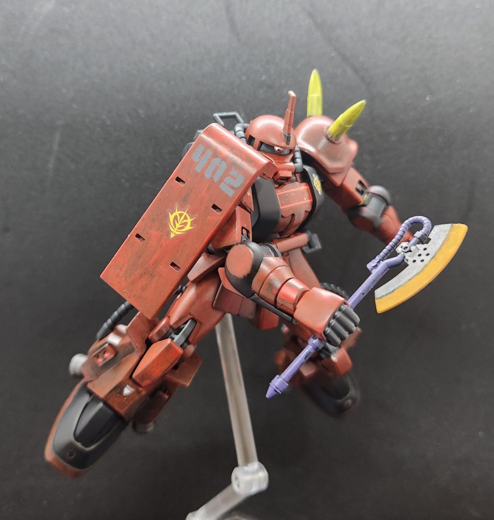 ヒートホークで1枚。刃の部分は久しぶりの調色をしてグラデーション塗装風に塗りました。デキテルノカイッ!/デキテナイノカィッ!/ドッチナンダイ!/