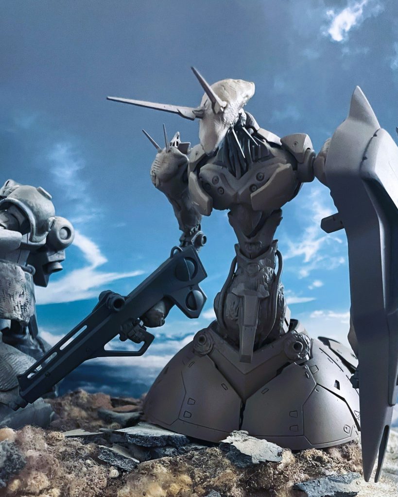 正面よりのショットです。動力パイプをモビルスプリングで表現しています。