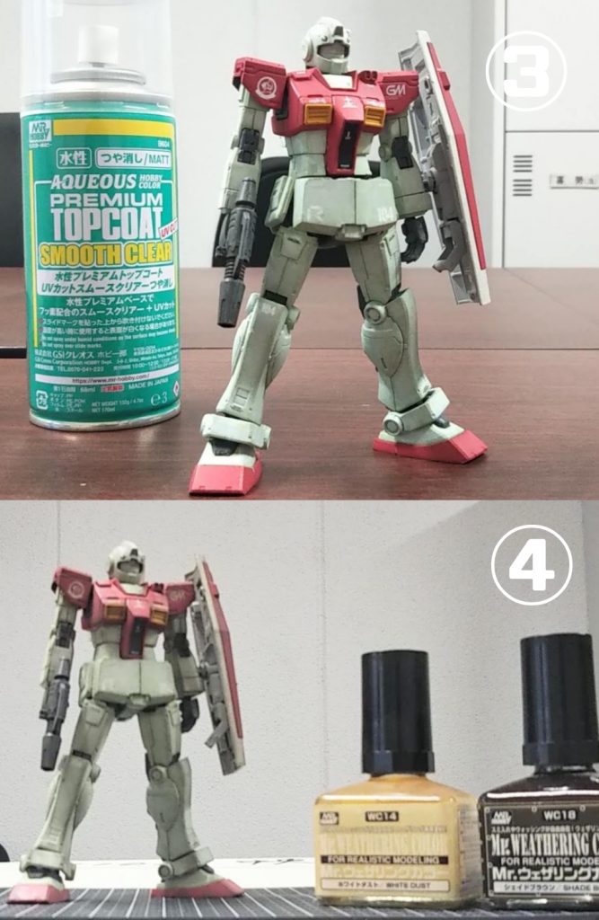 ③でデカール トップコート④でウェザリングカラー