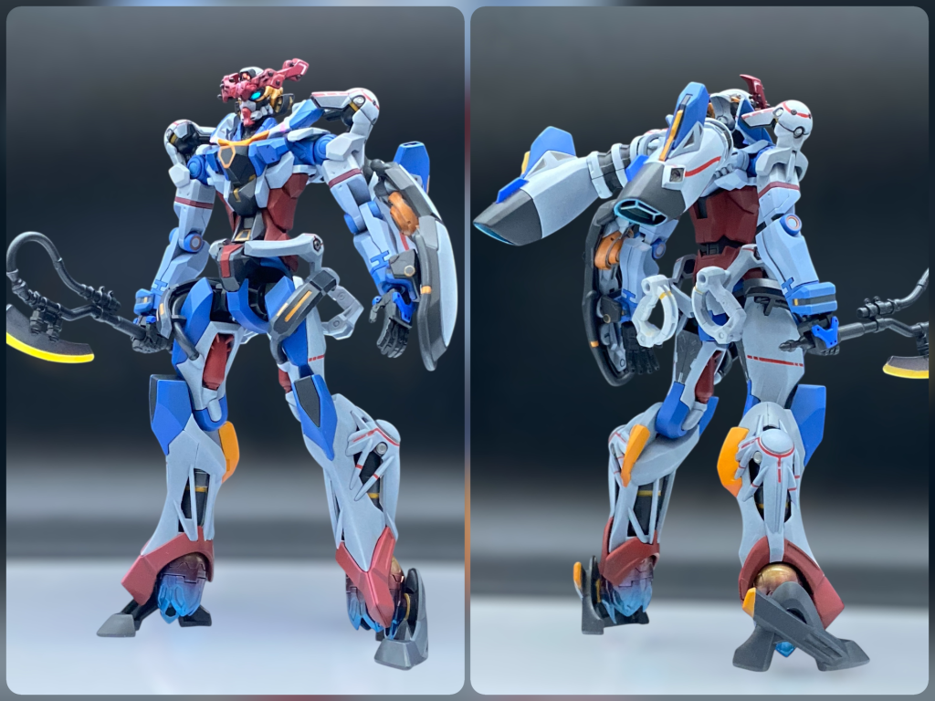 と言うわけで大変遅くなりましたが、やっとGQuuuuuuX投稿にこぎつけました😃付属シールは一枚も使用せず、大量の部分塗装から赤ラインまで、全てエアブラシでマスク塗装です。本体はまだ資料も少ない頃に塗装に入っており、塗り分けは懸命に調べたのですが、背部ジャバラの白黒パターンが逆でした😅…が、綺麗に塗れているので、コレはコレで良しと思っています😁