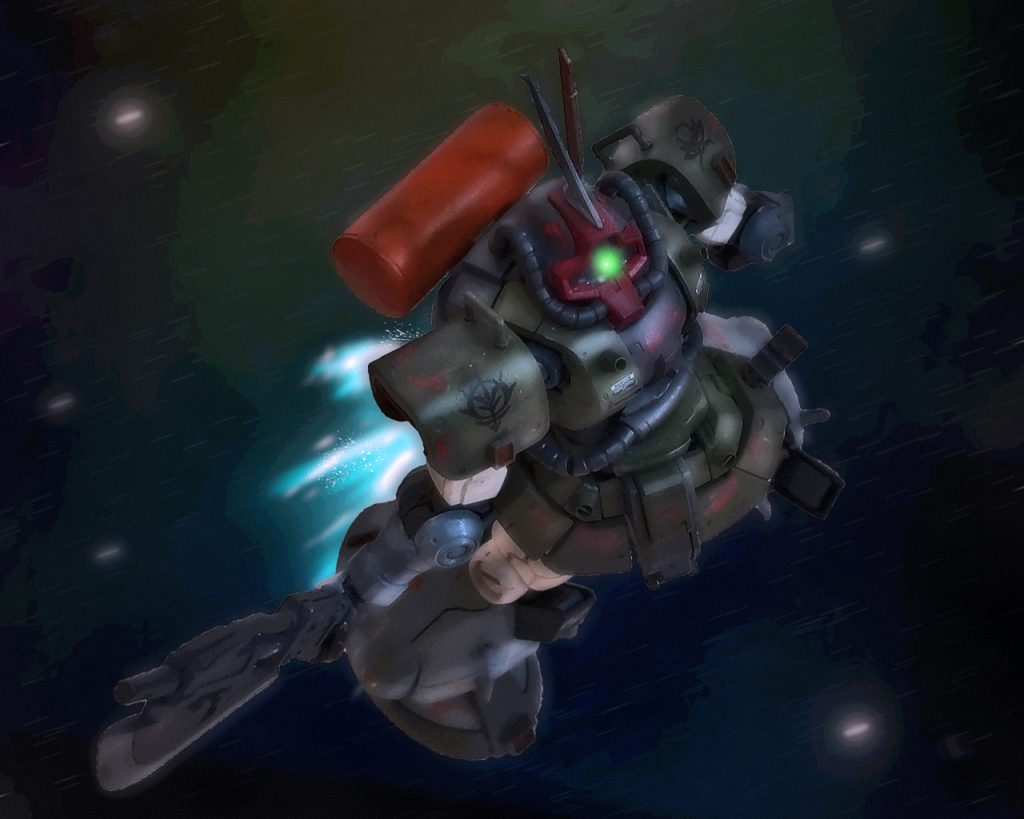 「…機体が限界かっ!?」モアはかろうじてガンダムと渡り合っていたが、一歩も譲らない格闘戦に機体の方が悲鳴をあげた。ドムの間接部に負荷がかかり、右腕は脱臼したようにダラリとぶら下がる。モアは引き際だと判断しガンダムから離れるとそのまま離脱した。深追いはしないと判断したのかガンダムはそれを追う様子はなかった。(これ程までにやられるとは…、もしやあれは…)あの1機にトライバル隊は甚大な被害となり、この戦闘により初の戦死者をだし、モアは初めて自身の乗るモビルスーツに傷をつけられた。決して油断していた訳ではないが、この事実にモアは憤りを隠せず歯を食い縛った。