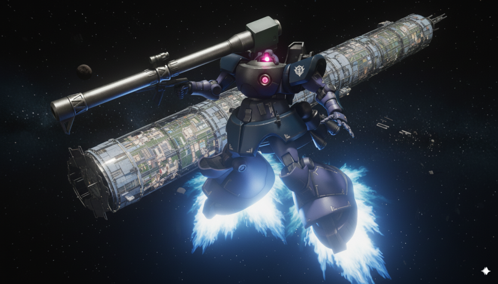 こちらは別バージョン。配色が違うは先に述べたように運任せだからです。別の画像をアップして、同じ配色にして、というお願いでうまくやってくれたらいいのですが、うまくいかず。何度も指示をやり直して、狙いの結果になるのを待つしかなかったです。こちらは線図にしたときに背中のもう1本の脚が消えちゃいました。(zaku-kao4)