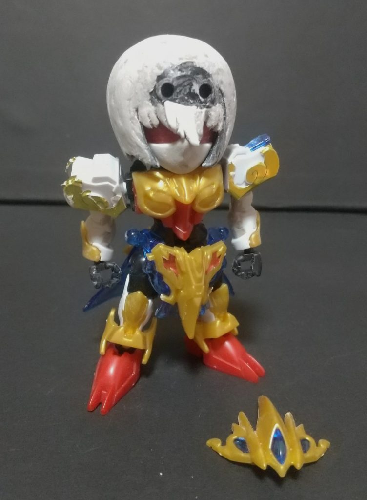 頭はもう最初から髪の毛っぽくなってるので楽かな?と思ったけど、毛先が結構パッツンなのでカットしたり削ったりしてバラつかせます。あとは頭頂部と後頭部にパテを盛りますボディは元キットはヒラヒラしてる部分が多くてイメージに合わないと思い、かなりカットしています。その他は肉抜きを埋めるくらいで特に加工はしてません。