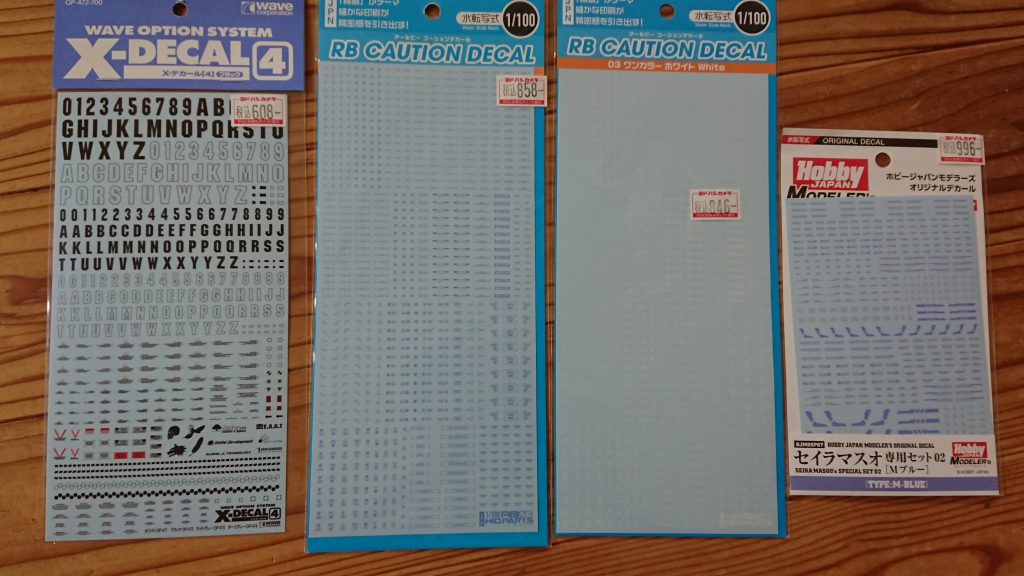 デカールは市販のもので主に青と白を使用 セイラマスオ専用セットは本当に便利でかゆいところに手が届きます !!ちなみに肩の型式番号