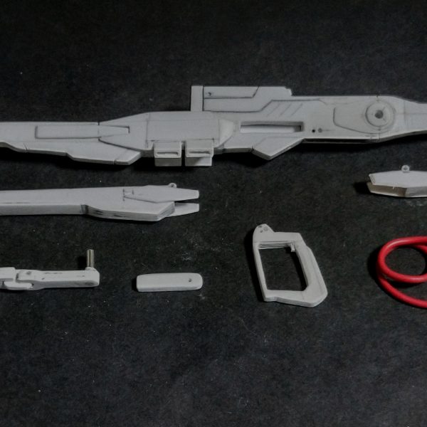 ザクウォーリア武装製作で大型ビーム砲が出来て、ガナーパックが完成しました！最近の暑さと仕事の忙しさでなかなか進みませんでしたが、なんとかここまで行きました❗️今回の苦労ポイントは砲を支えるアームと、格納状態にする為の蝶番の加工に難儀しました💦（3枚目）