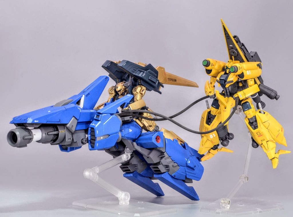 ジークアクス版の百式とメガバズーカランチャーを製作しましたメガライダー要素も組み込み、MS搭載型の大型メカにしてみました