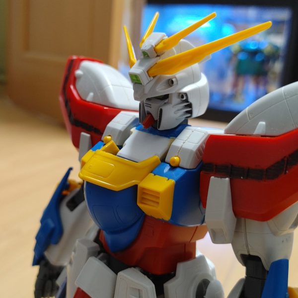 ちょっと旧シャッフル同盟は一休みして、ゴッドガンダムの改修に走ってます(^-^)①小顔化、首の関節追加②胸の改修、マルチプライヤーの改修③スカート位置修正今後は腕組みの実現、腹部関節追加、足の関節追加とバランス修正していく予定です(^-^)（1枚目）
