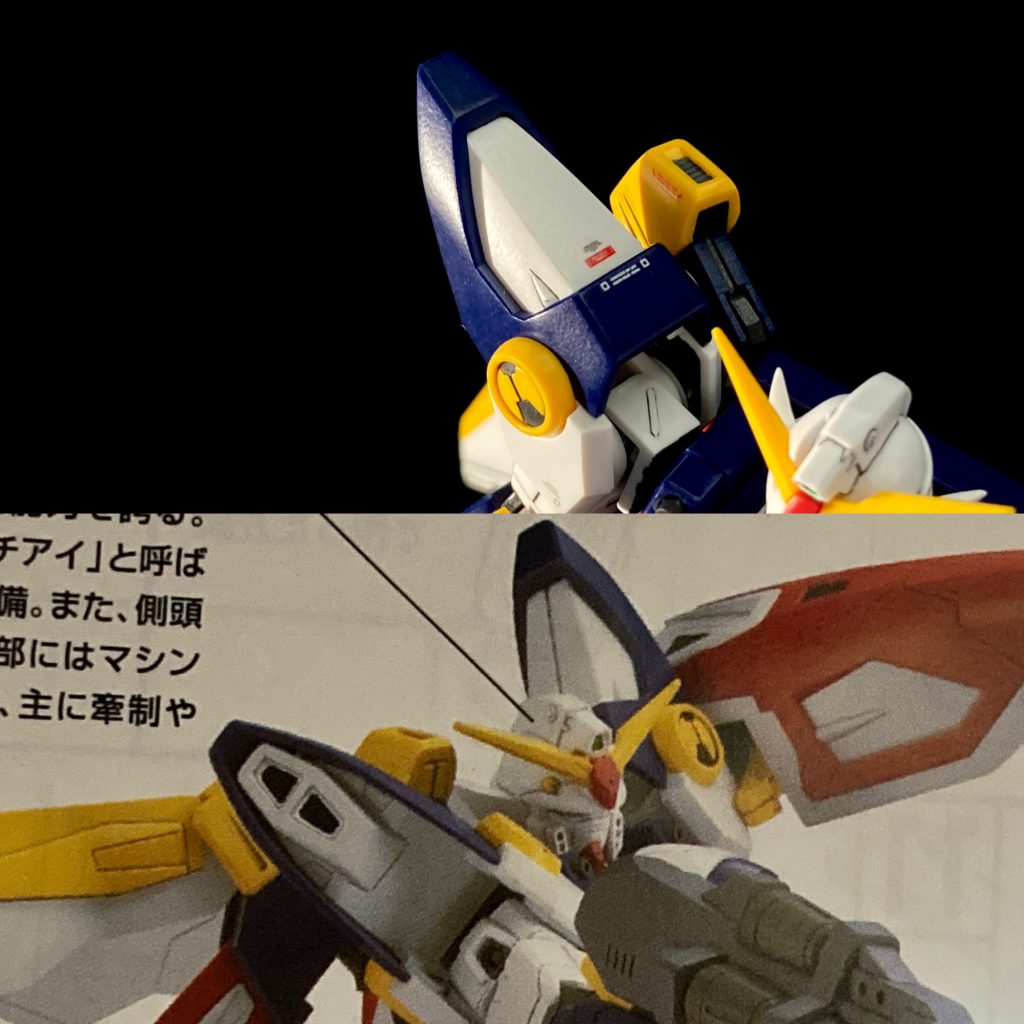 ここからは製作のこだわりポイントや苦労話を。肩のパーツが説明書では段落ちモールド扱いになってましたが、明らか合わせ目みたいな見た目になってしまうのが嫌だったので埋めてます。初めてランナーパテというものを作って埋めてみようとしましたが、空気入りまくってチーズ🧀みたいになって全然ダメでした。結局瞬着で埋めてます。流し込み接着剤の量に対してプラ材が少なかったんでしょうか?プラモ道奥が深いです。