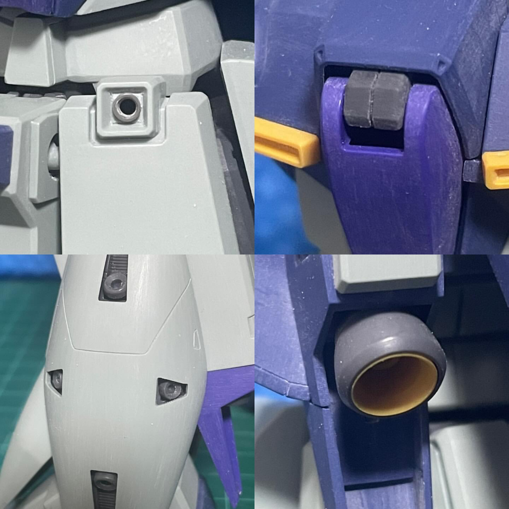 フロントアーマーのバーニア新造ハッチのヒンジ整形各バーニアの薄々加工