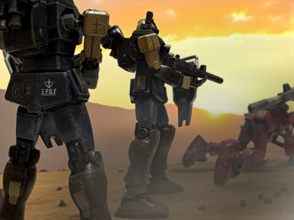 そうして、敵も味方も、正体不明の狂気に当てられたまま、虚しく、戦場を後にした。 【#34 The battlefield of madness / Dec.8.0079 fin.】 お気づきでしょうか。学ラン風のドム、3機いたんですよ。1機はカルア。これはロスト。1機はアイザック。健在です。あともう1機。初登場時は