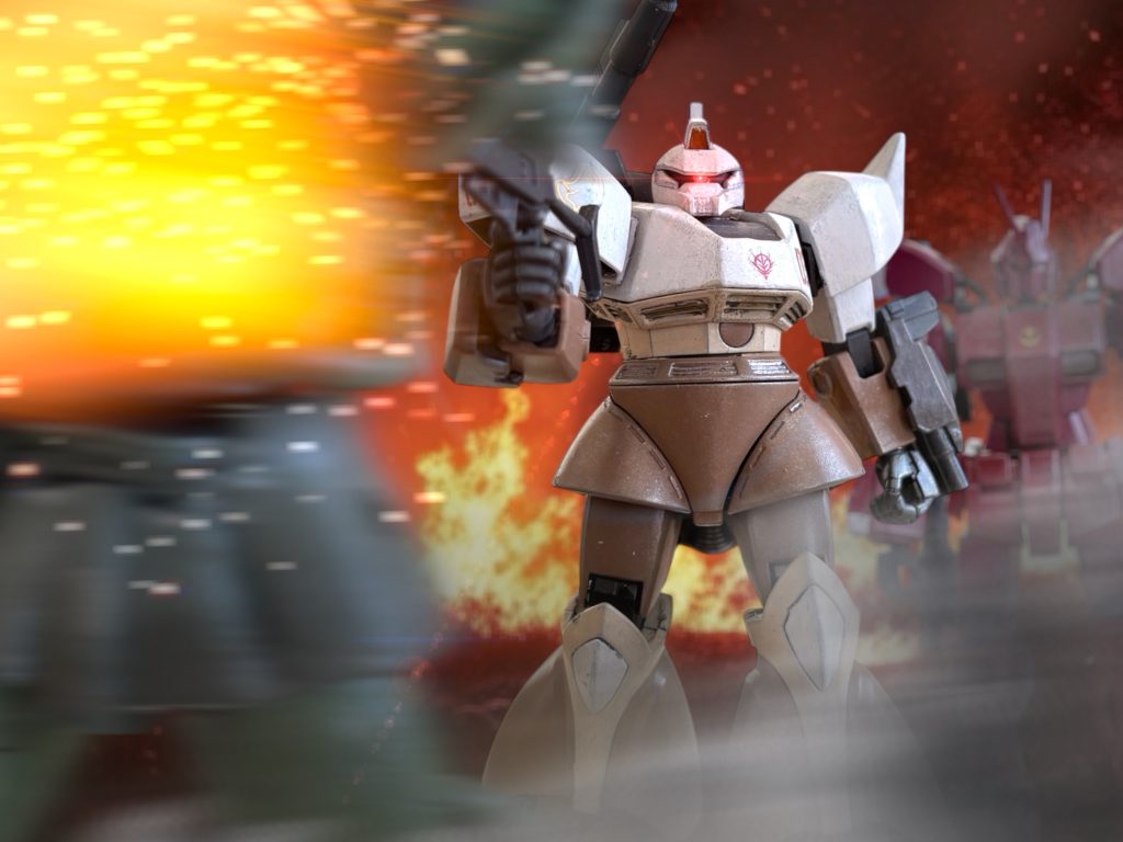 『なんで……味方が……!?うわぁぁぁ!!』 カルアのゲルググに追い立てられ、撃破されたザクのパイロットが叫ぶ。 ジンとカルアは、ジオンの守備する拠点に向かい、破壊の限りを尽くしていた。 二人には、もう、敵も味方もない。あるのは、ただ、二人と、それ以外という境界だけだ。ジンとカルア以外、全てを、破壊しつくす。 カルアの情報では、ジオンの拠点にはMSが20機。二人でやるならば、何と言うことのない数だ。 歪んだ愛を原動力に、二機は戦場を駆ける死の幻影となり、手あたり次第の命を刈り取った。 二人で壊す。それは良い。だが、その後はどうするのか。 カルアとの甘美な”恋の熱