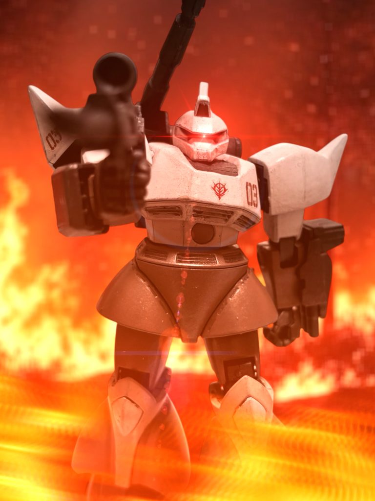 呟くと、炎の中から、光帯が勢いよくこちらに向かって伸びてきた。 それが何であるかを理解する間もなく、部下が3機撃破された。『おかえりなさい、大尉。』 通信機に、カルアの声が入った。 今のは、グレン少佐の