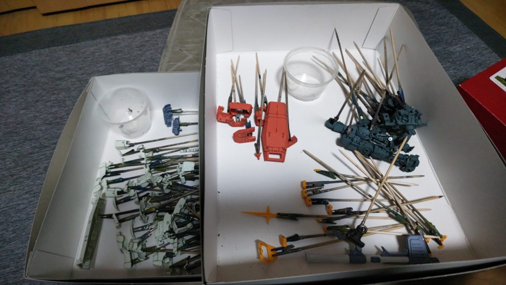 作品名：本日の成果<p>次はガンダムMG 1/100 RX-78-2ガンダム Ver.ONE YEAR WAR 0079修復再塗装</p>
