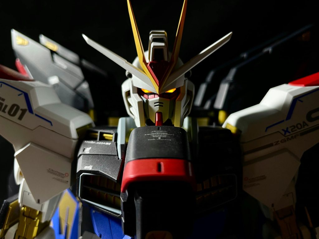 これは三年前、ひどい埃の堆積からリメイクしたPGストライクフリーダムガンダムです。当時、埃を取ってみたら外装は酸化で変色していたし、フレームのメッキ部分まで埃が食い込んでしまっていて。結局、フレームも含め全体を塗装し直すことになりました。