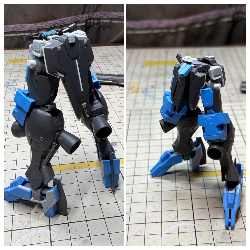 サーベルラック位置を変更したので、腰のサイドアーマーを自作 リアスカートのダクトもプラ板でディテールアップしてます